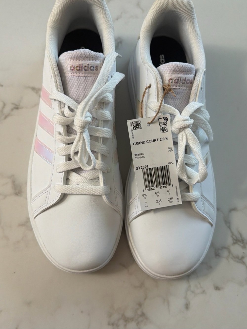 adidas women’s White Sneakers with Pink Stripes